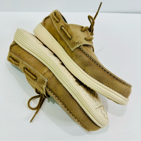 ๐ฉท SKETCHERS RELAXED FUT AIR-COOLED MEMORY FOAM TAN CANVAS DECK BOAT SHOE SIZE 8 - Picture 10 of 13